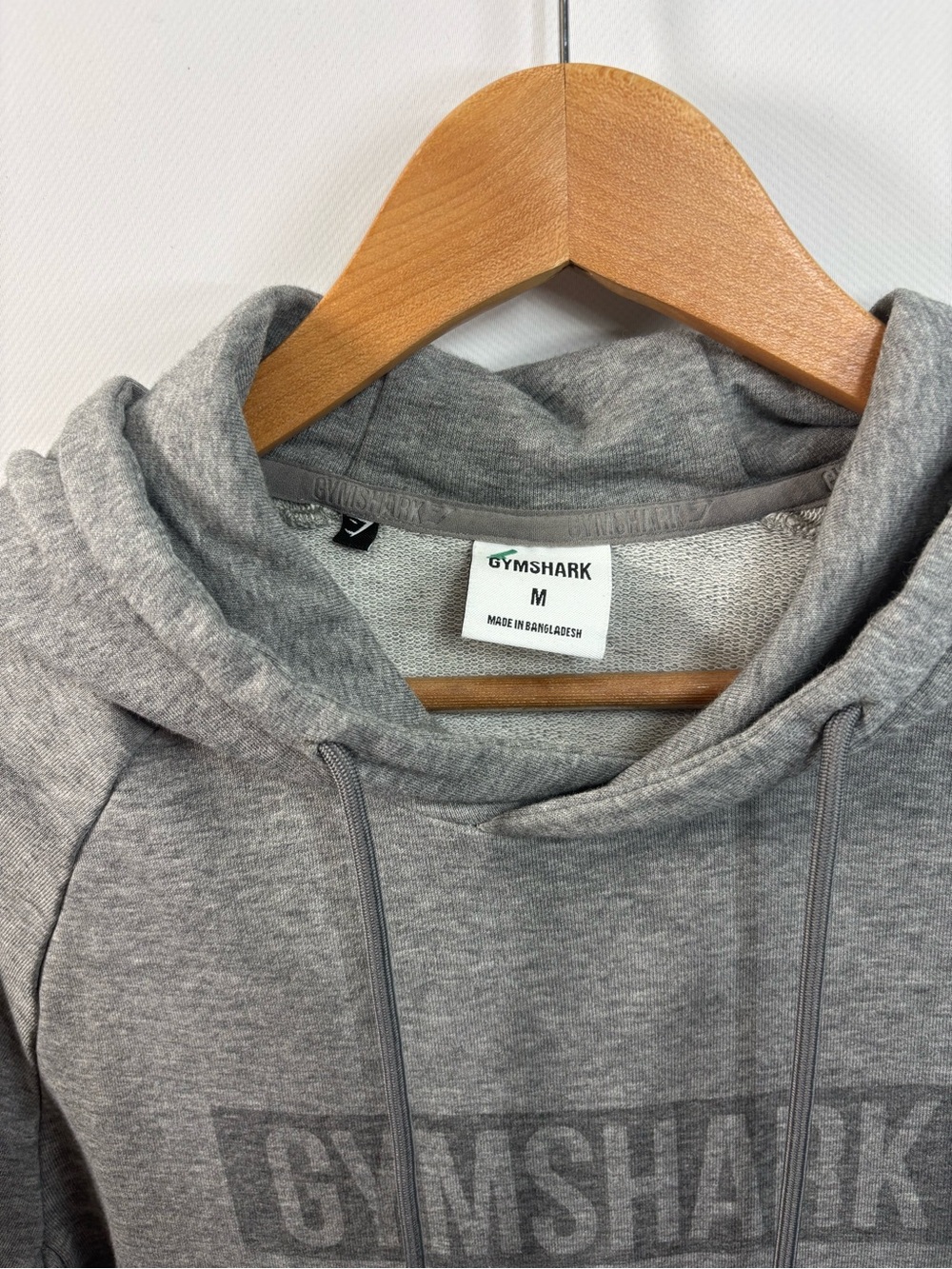 Gymshark Block Hoodie logo Grey Mens Size Medium Activewear Training Sweatshirt - Picture 5 of 8
